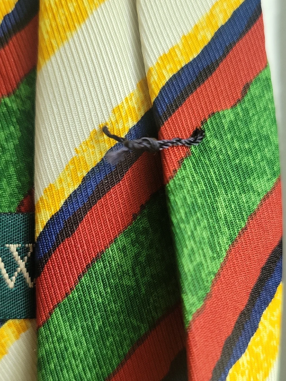 Vintage J. Crew Silk Striped Green, Red, Purple/Blue, Yellow & Cream Men's Tie